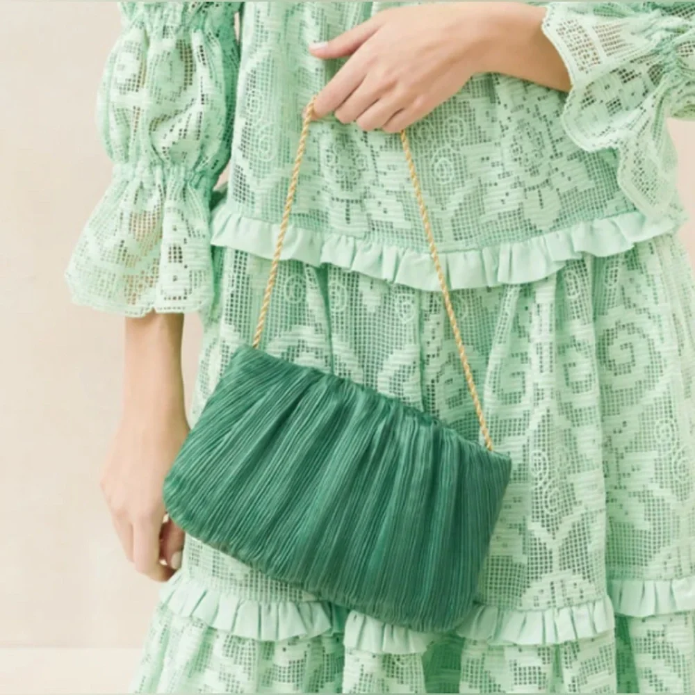ISO Loeffler Randall Antoinette Sage Tiered Lace Dress - Picture 3 of 3